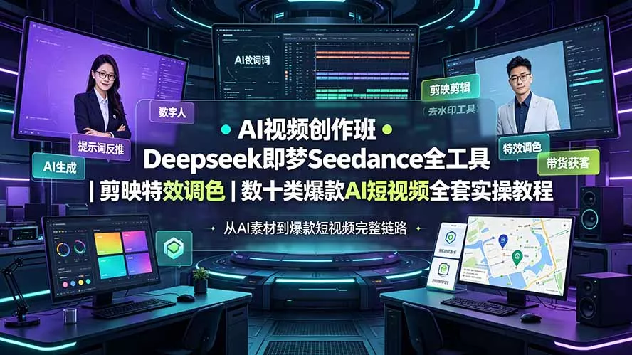 AI视频创作班◆Deepseek即梦Seedance全工具｜剪映特效调色｜数十类爆款AI短视频全套实操教程-云析科技