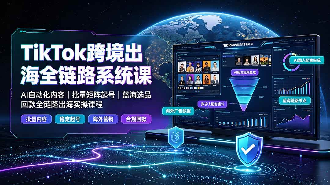 （19425期）TikTok跨境出海全链路系统课-2026年7月：AI自动化内容｜批量矩阵起号｜蓝海选品回款全链路出海实操课程-云析科技