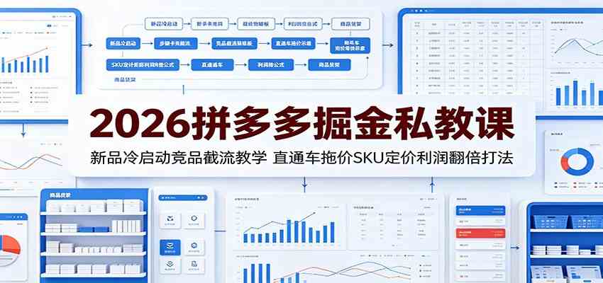 2026拼多多掘金私教课：新品冷启动竞品截流教学，直通车拖价SKU定价利润翻倍打法-云析科技