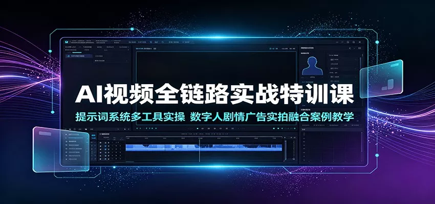 AI视频全链路实战特训课：提示词系统多工具实操，数字人剧情广告实拍融合案例教学-云析科技
