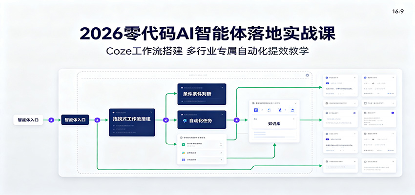 2026零代码AI智能体落地实战课：Coze工作流搭建，多行业专属自动化提效教学-云析科技