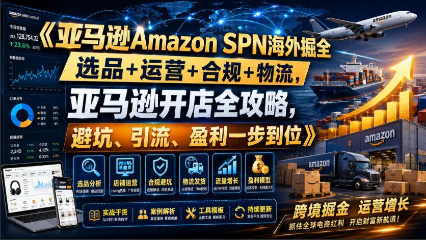 亚马逊Amazon SPN海外掘全，选品+运营+合规+物流，亚马逊开店全攻略，避坑、引流、盈利一步到位-云析科技
