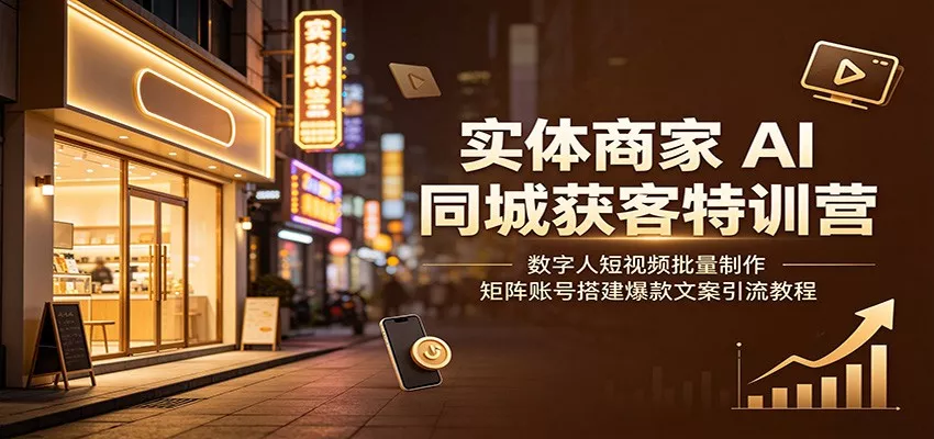 实体商家AI同城获客特训营：数字人短视频批量制作，矩阵账号搭建爆款文案引流教程-云析科技