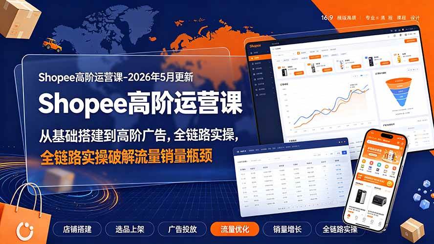 （19443期）Shopee高阶运营课-2026年更新，从基础搭建到高阶广告，全链路实操破解流量销量瓶颈-云析科技