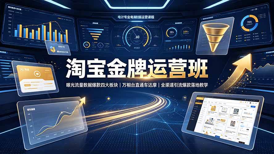 （19434期）淘宝金牌运营班-7月：曝光流量数据爆款四大板块｜万相台直通车达摩｜全渠道引流爆款落地教学-云析科技