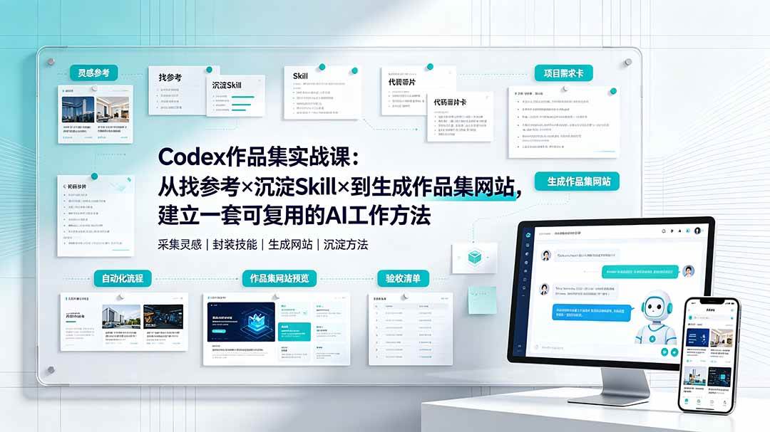 (19361期)Codex作品集实战课:从找参考×沉淀Skill×到生成作品集网站,建立一套可复用的AI工作方法 (19361期)Codex作品集实战课:从找参考×沉淀Skill×到生成作品集网站,建立一套可复用的AI工作方法