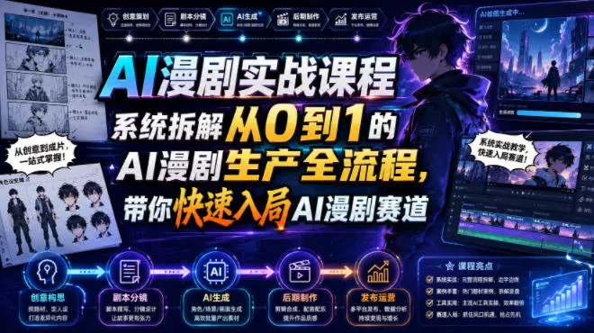 AI漫剧实战课程，系统拆解从0到1的AI漫剧生产全流程，带你快速入局AI漫剧赛道-云析科技