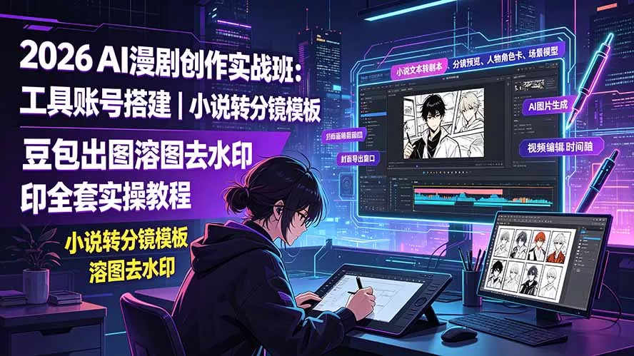 2026AI漫剧创作实战班:工具账号搭建|小说转分镜模板|豆包出图溶图去水印全套实操教程 2026AI漫剧创作实战班:工具账号搭建|小说转分镜模板|豆包出图溶图去水印全套实操教程