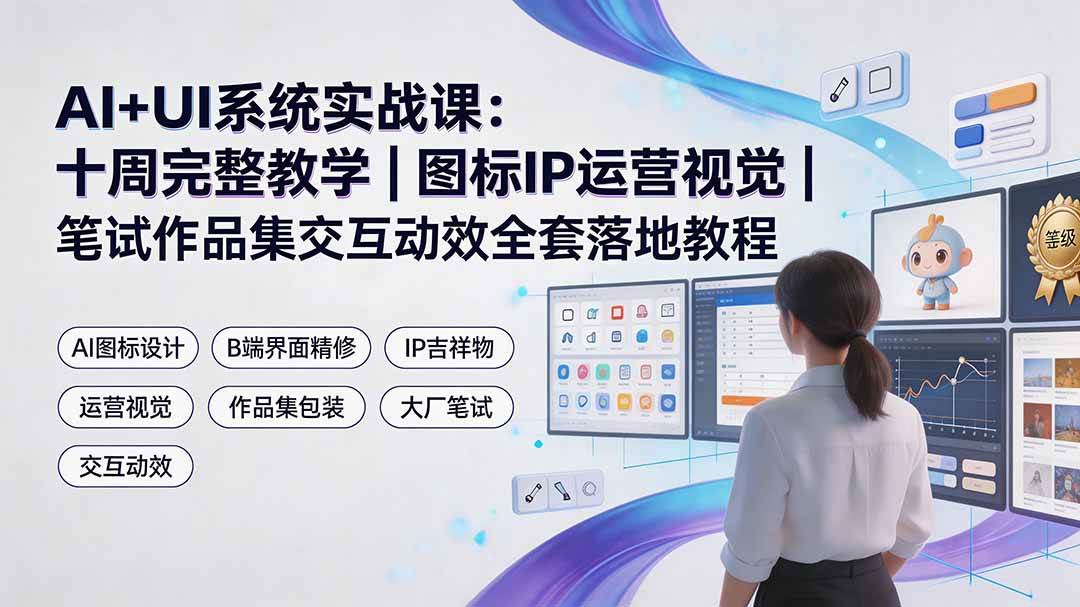 （19378期）AI+UI系统实战课：十周完整教学｜图标IP运营视觉｜笔试作品集交互动效全套落地教程-云析科技