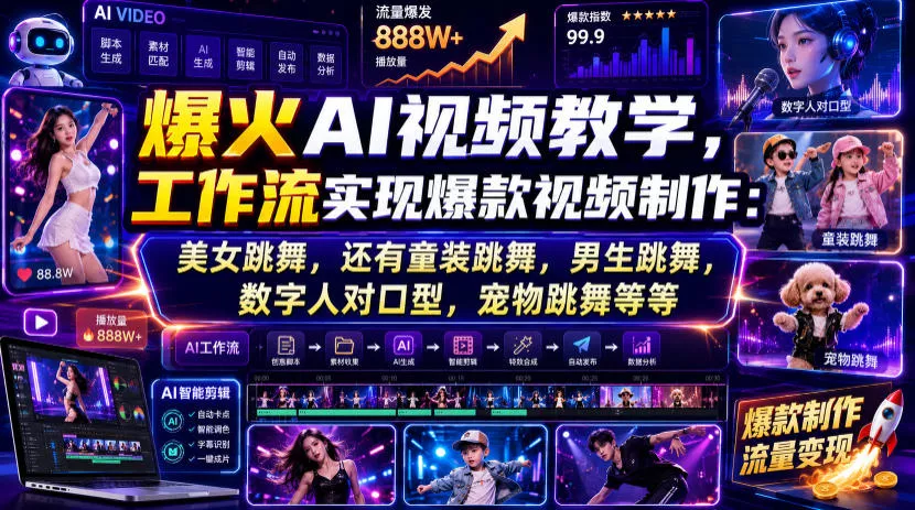 爆火AI视频教学，工作流实现爆款视频制作：美女跳舞，还有童装跳舞，男生跳舞，数字人对口型，宠物跳舞等等-云析科技