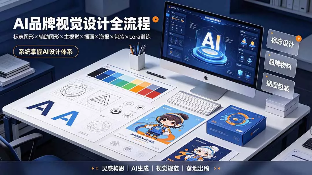 AI品牌视觉设计全流程：标志图形×辅助图形×主视觉×插画×海报×包装×Lora训练，系统掌握AI设计体系-云析科技