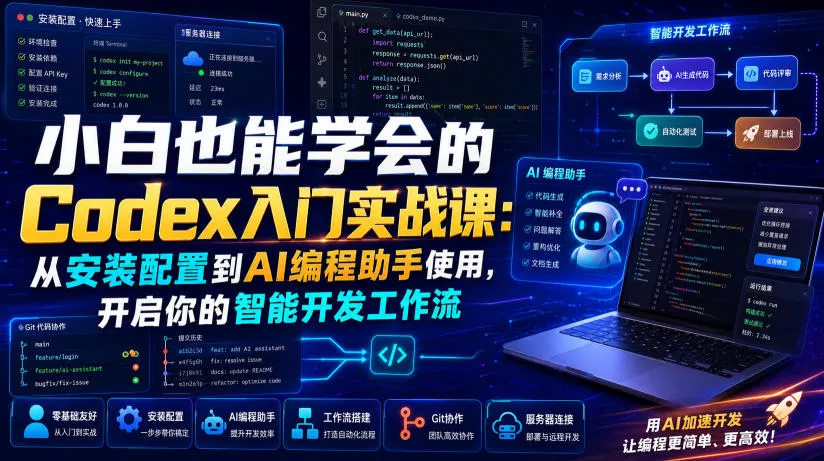 小白也能学会的Codex入门实战课：从安装配置到AI编程助手使用，开启你的智能开发工作流-云析科技