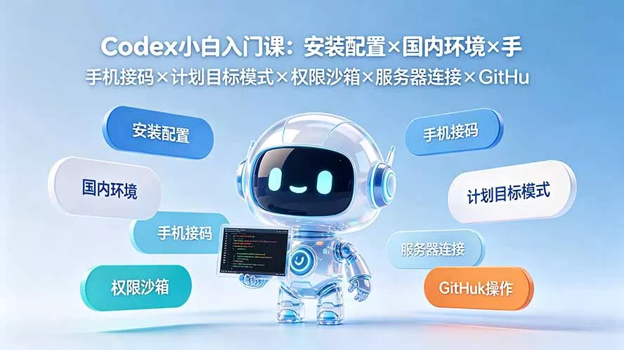 Codex小白入门课：安装配置×国内环境×手机接码×计划目标模式×权限沙箱×服务器连接×GitHub操作-云析科技