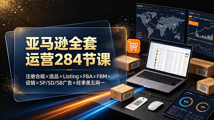 （19410期）亚马逊全套运营284节课：注册合规×选品×Listing×FBA×FBM×促销×SP/SD/SB广告×旺季黑五网一-云析科技