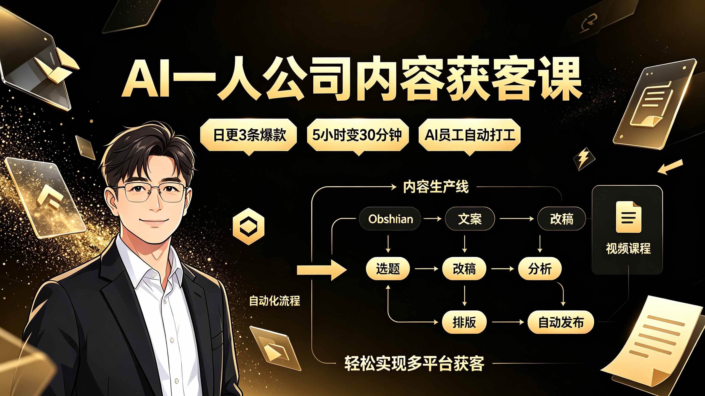 （19387期）AI一人公司内容获客课：日更3条爆款×5小时变30分钟×AI员工自动打工，轻松实现多平台获客-云析科技