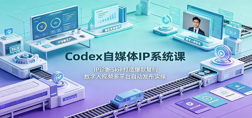 Codex自媒体IP系统课：IP诊断Skill打造爆款复刻，数字人视频多平台自动发布实操-云析科技