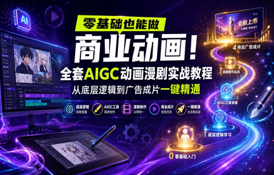 零基础也能做商业动画！全套AIGC动画漫剧实战教程，从底层逻辑到广告成片一键精通(更新0715)-云析科技