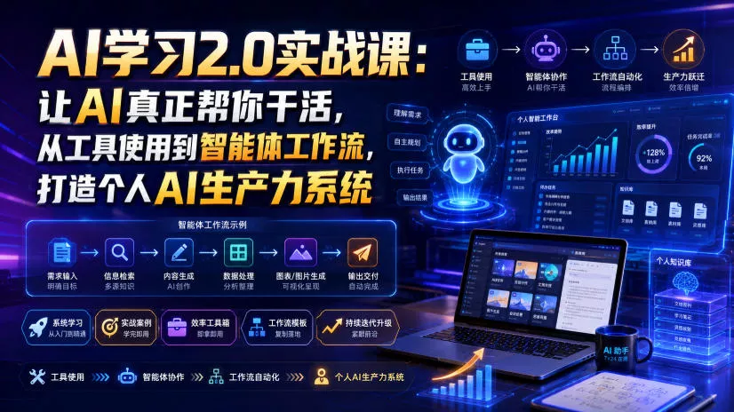 AI学习2.0实战课：让AI真正帮你干活，从工具使用到智能体工作流，打造个人AI生产力系统-云析科技