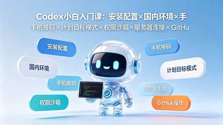 （19402期）Codex小白入门课：安装配置×国内环境×手机接码×计划目标模式×权限沙箱×服务器连接×GitHub操作-云析科技
