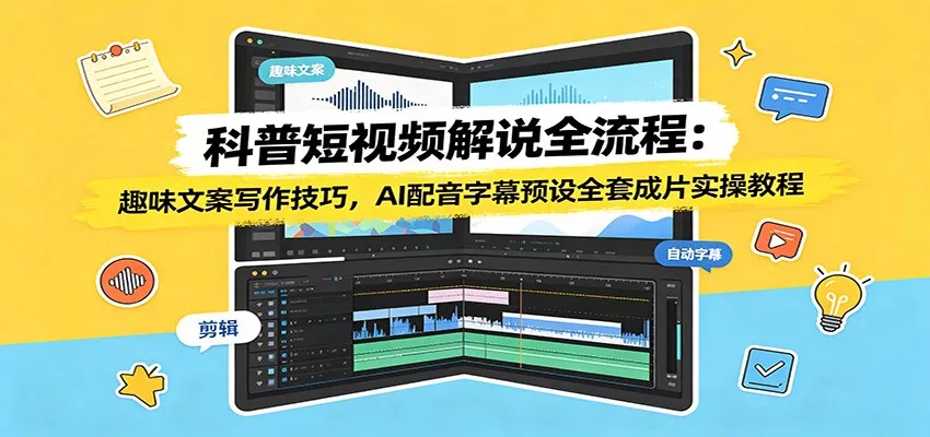 科普短视频解说全流程：趣味文案写作技巧，AI配音字幕预设全套成片实操教程-云析科技