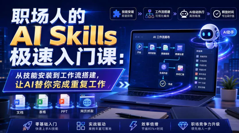 职场人的AI Skills极速入门课：从技能安装到工作流搭建，让AI替你完成重复工作-云析科技