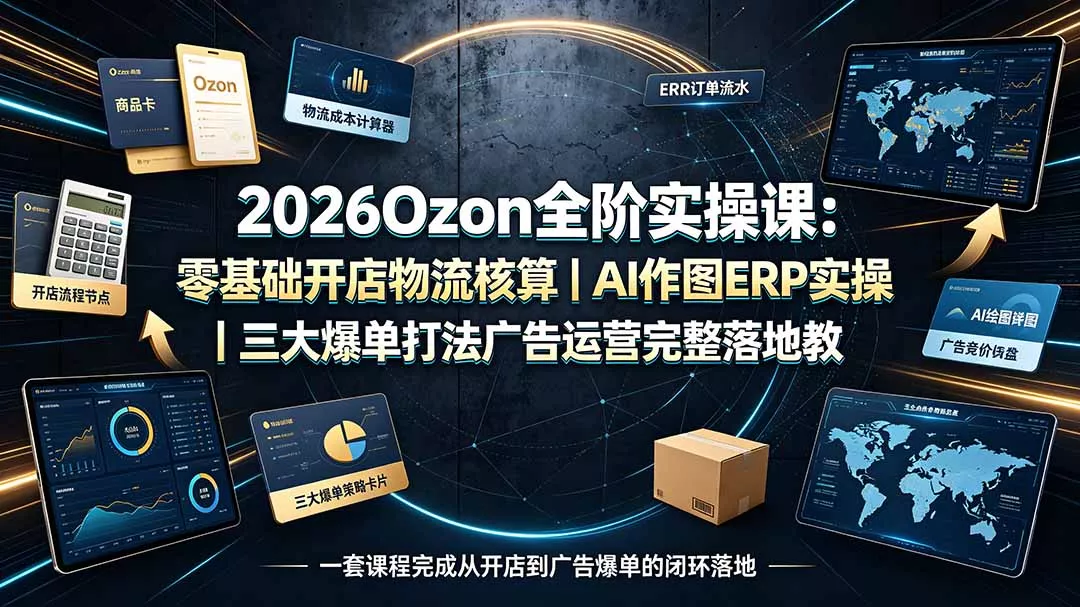2026Ozon全阶实操课：零基础开店物流核算｜AI作图ERP实操｜三大爆单打法广告运营完整落地教程-云析科技