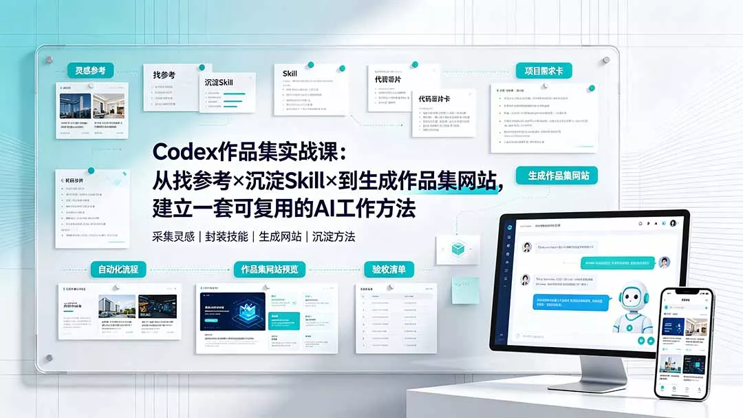 Codex作品集实战课：从找参考×沉淀Skill×到生成作品集网站，建立一套可复用的AI工作方法-云析科技