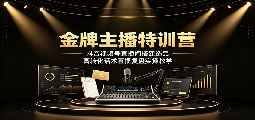 金牌主播特训营：抖音视频号直播间搭建选品，高转化话术直播复盘实操教学-云析科技