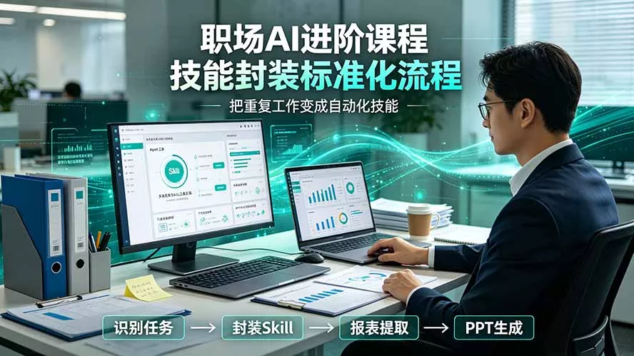 职场AI进阶课程；多类实用Skill工具实操，专属技能封装标准化流程，报表行业报告一键提取核心内容-云析科技