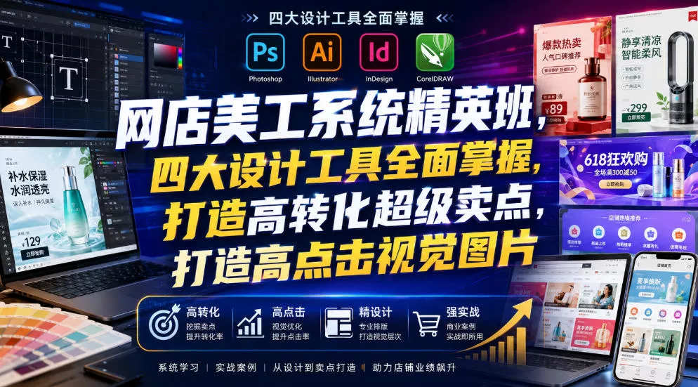 网店美工系统精英班，四大设计工具全面掌握，打造高转化超级卖点，打造高点击视觉图片(2026年7月)-云析科技