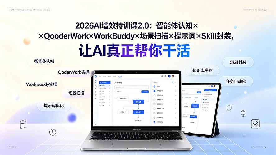 （19368期）2026AI增效特训课2.0：智能体认知×QoderWork×WorkBuddy×场景扫描×提示词×Skill封装，让AI真正帮你干活-云析科技