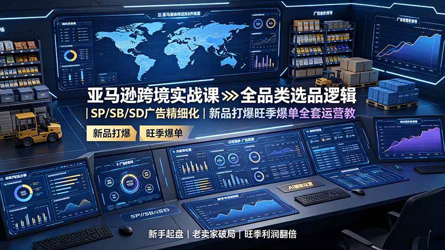 （19352期）亚马逊跨境实战课：全品类选品逻辑｜SP/SB/SD广告精细化｜新品打爆旺季爆单全套运营教程-云析科技