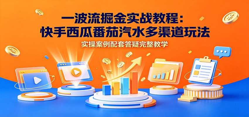 一波流掘金实战教程：快手西瓜番茄汽水多渠道玩法，实操案例配套答疑完整教学-云析科技